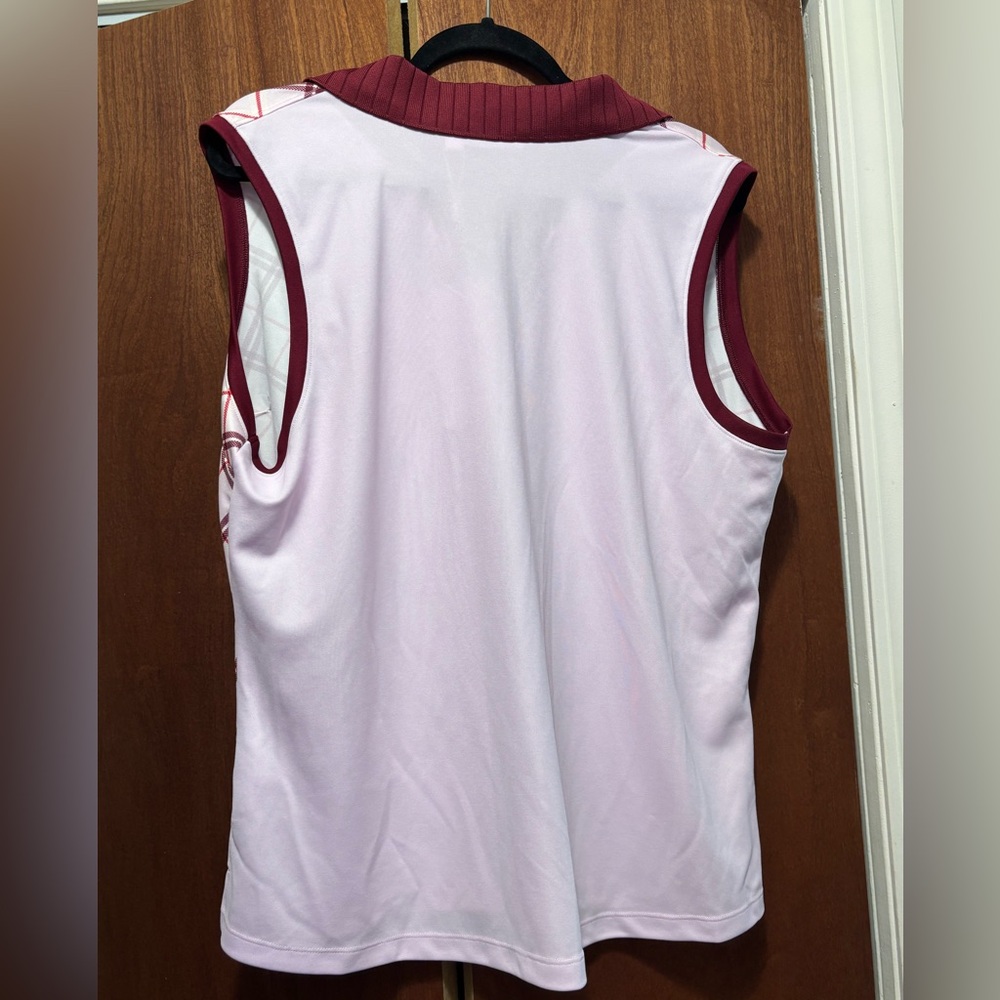 Lady Hagan Bias Clubhouse Plaid Pink Sleeveless Polo - Picture 5 of 5